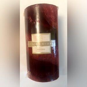 New CLAIRE Burke Festive Pillar Candle Mulberry 3.25 x 6.5 60 Hours sealed Fall